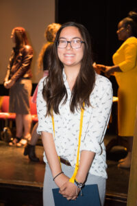 female student with dark hair